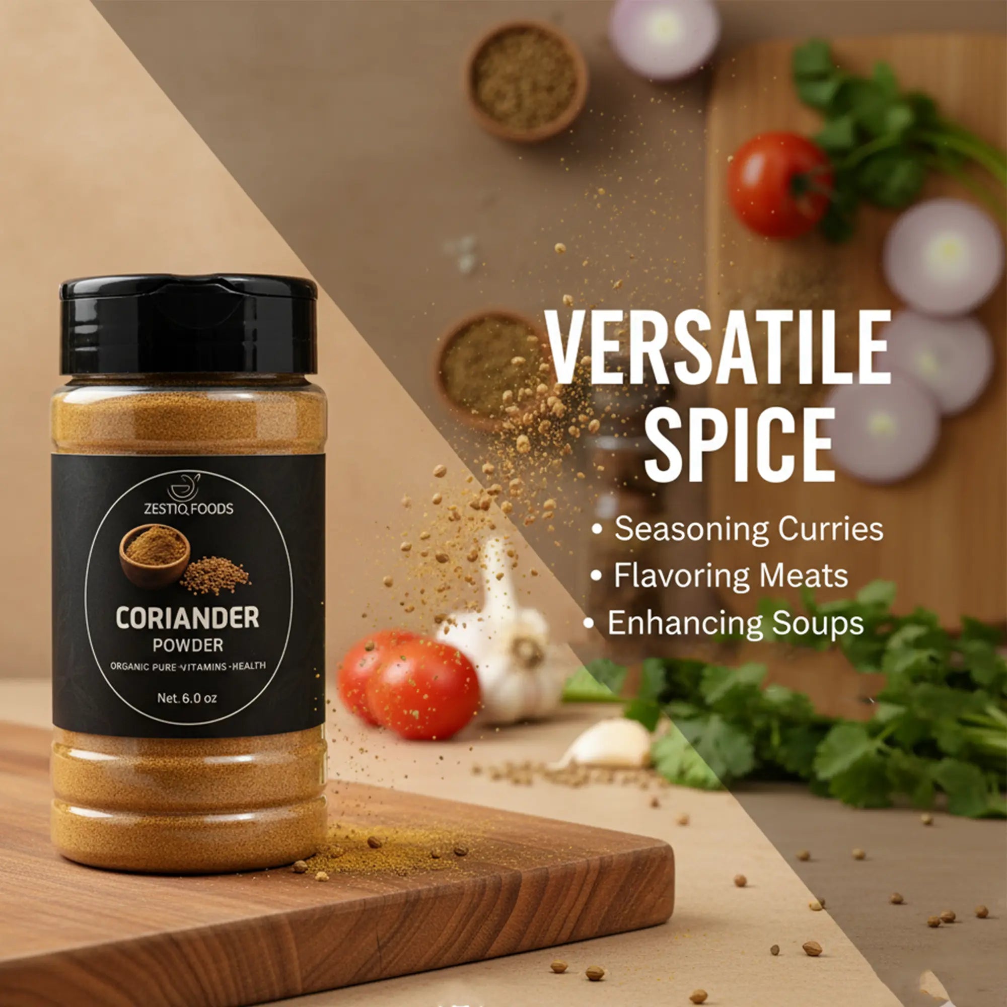 Zestiq Foods Coriander Powder - Freshly Ground, Pure Spice for Cooking and Seasoning
