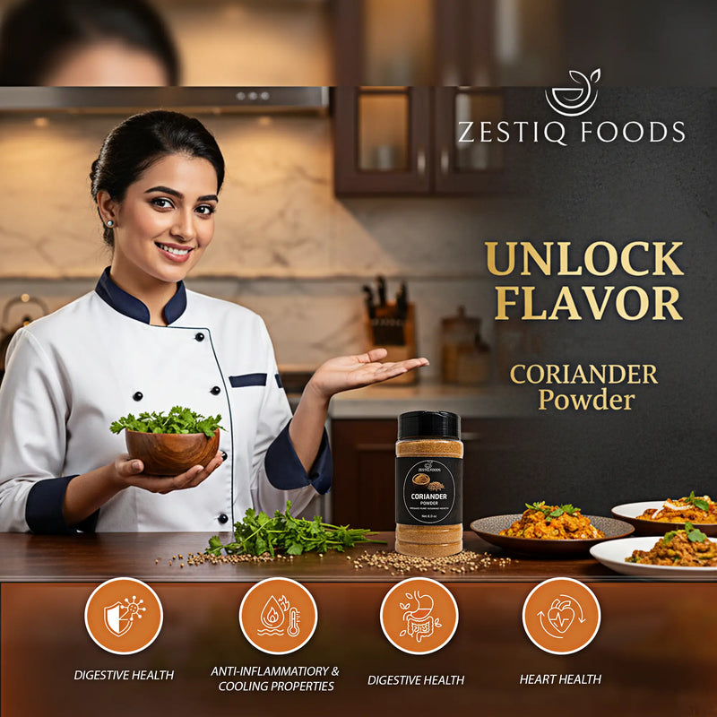 Zestiq Foods Coriander Powder - Freshly Ground, Pure Spice for Cooking and Seasoning
