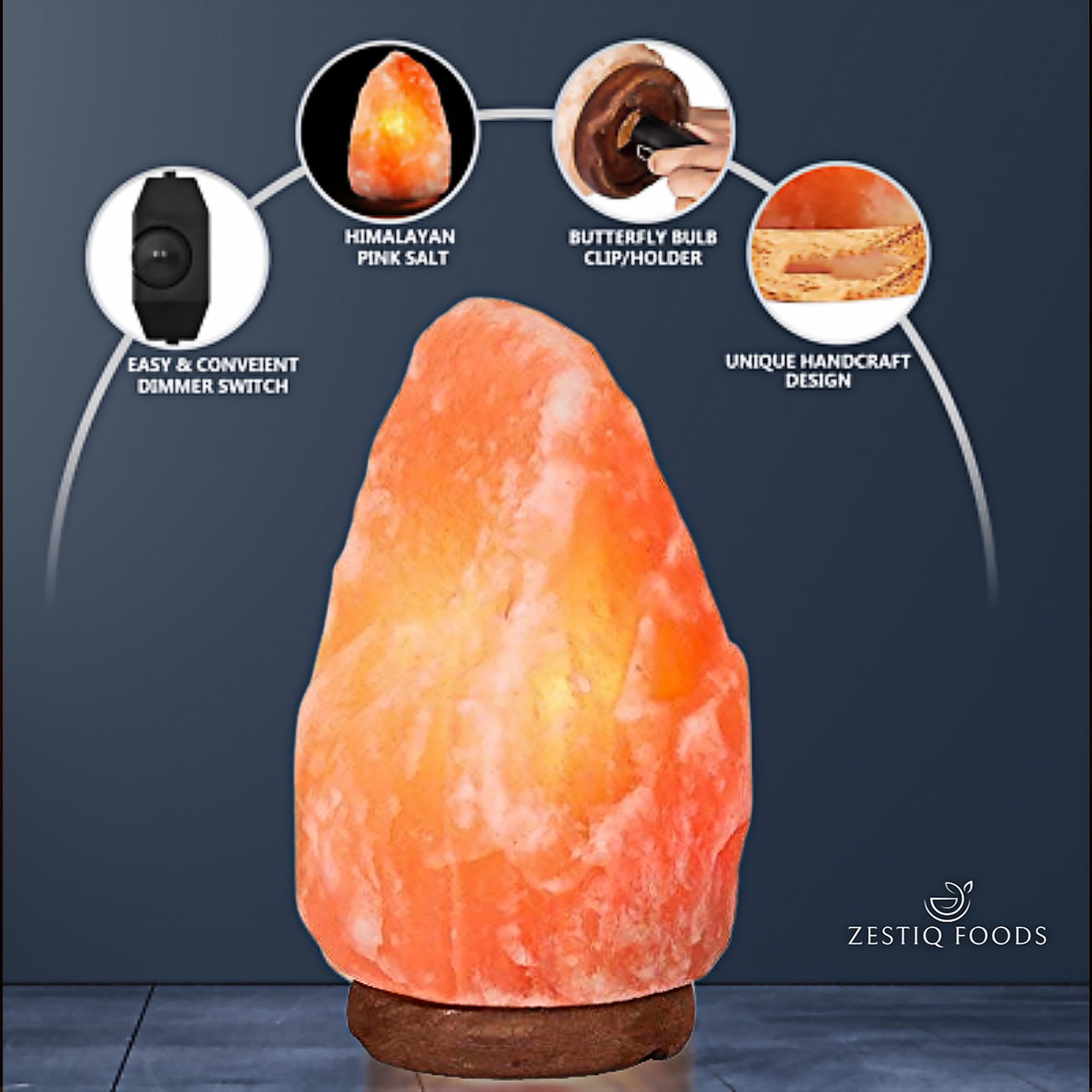 HIMALAYAN PINK SALT GLOW LAMP WITH ON/OFF SWITCH 5-7LB